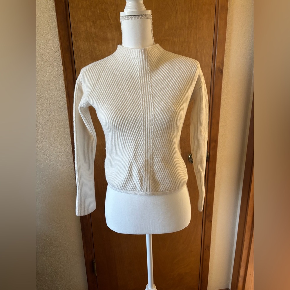 Babaton Cream Ribbed Knit Cabincore Sweater